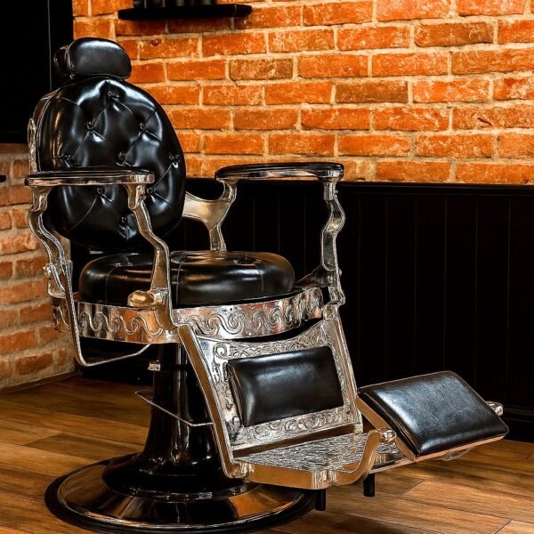 SILLON HIDRAULICO RECLINABLE DE LUJO VINTAGE PARA BARBERIA NEGRO RECLINABLE REDONDA